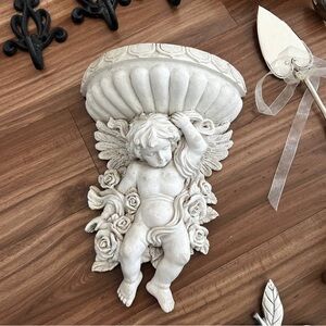 Elegant White Cherub Wall Sconce
